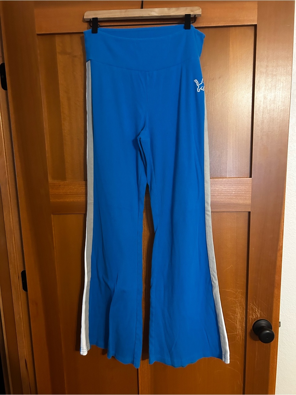Detroit Lions Girls Blue Flared Athletic Pants with Side Stripe